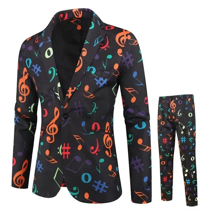 Men’s Two Piece Printed Blazer and Trousers Set | Christmas