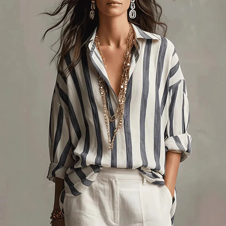 Women's Button Down Striped Shirt | Long Sleeves