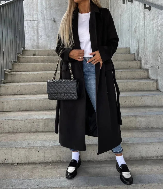 Women's Long Belted Double Breasted Trench Coat | Winter