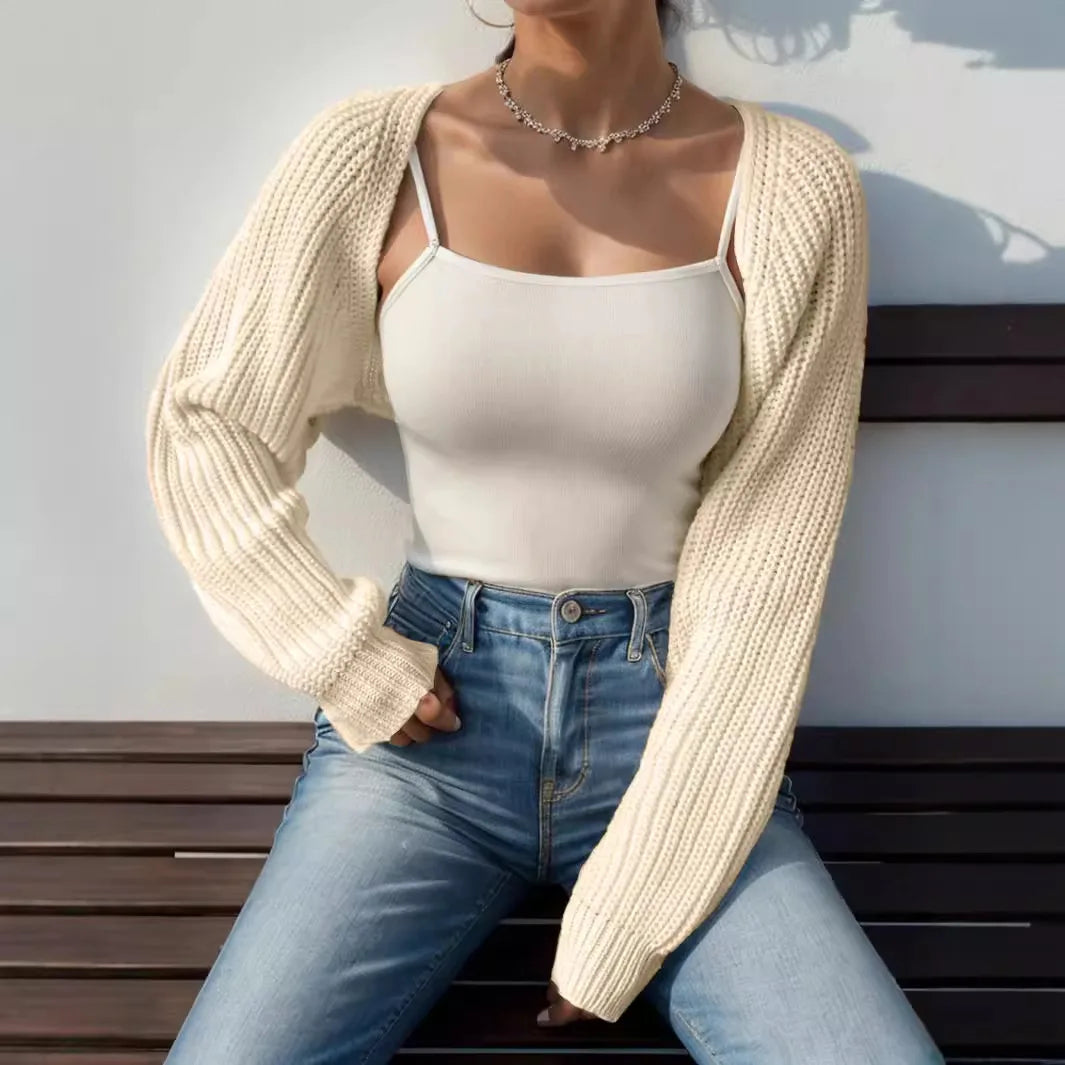 Women's Cropped Open Front Knit Shrug | Chunky