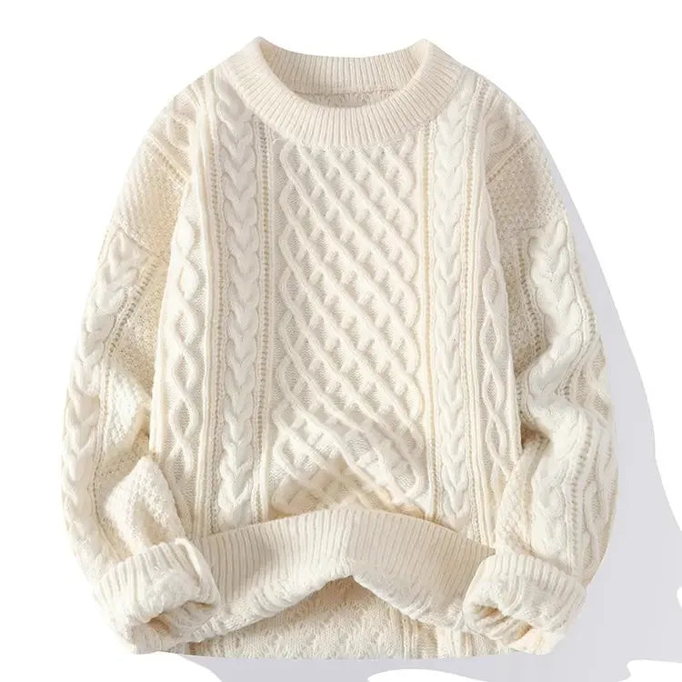 Men's Ribbed Crew Neck Long Sleeve Knit Jumper | Winter