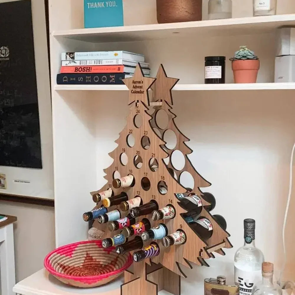 Decorative Wine Bottles Stand Advent Calendar 24 Days | Christmas
