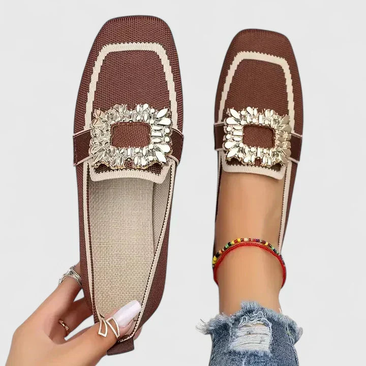 Women's Contrast Detail Square Toe Work Loafers | Slip On