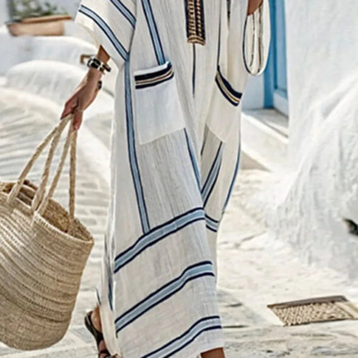 Women's Striped Kaftan Dress | Maxi