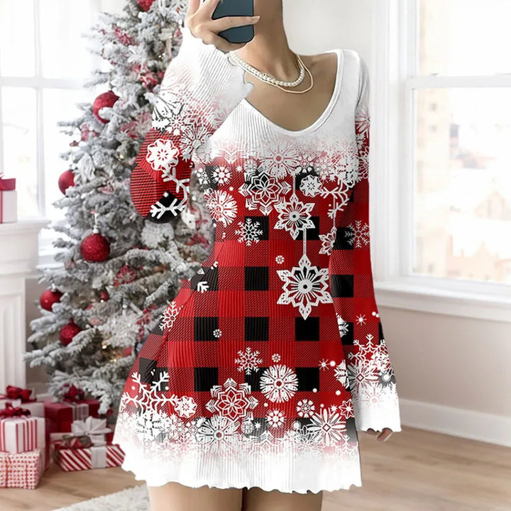 Women's Christmas Party Long Sleeve Dress | Mini