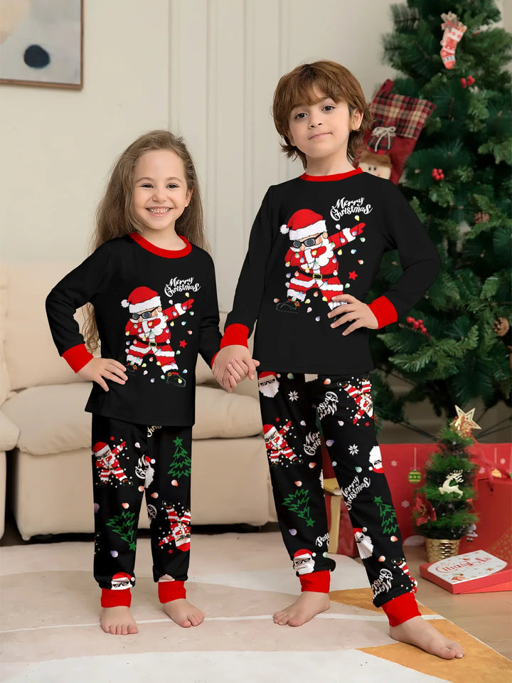 Matching Christmas Family Winter Pyjamas Black Set | Printed