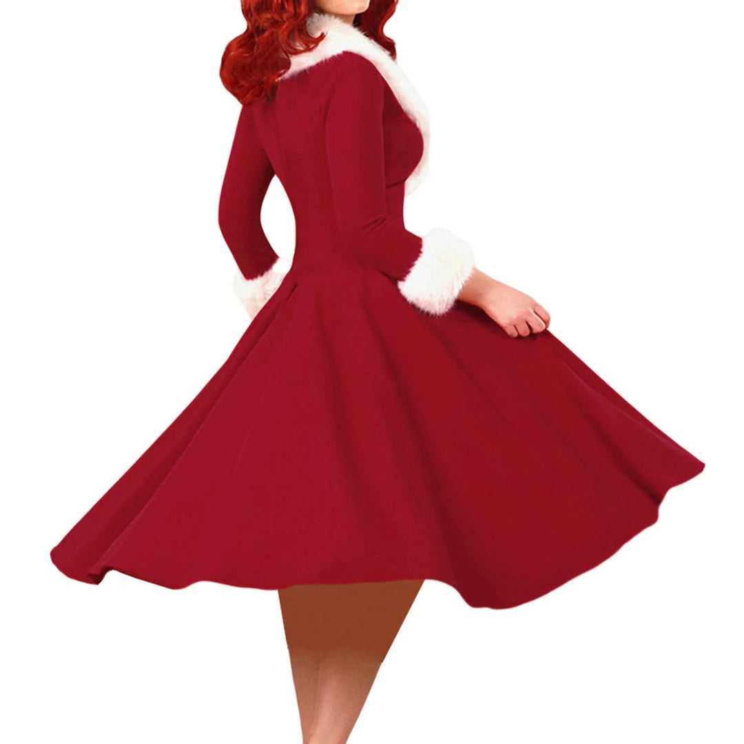 Women’s Long Sleeve V Neck Midi Dress | Christmas