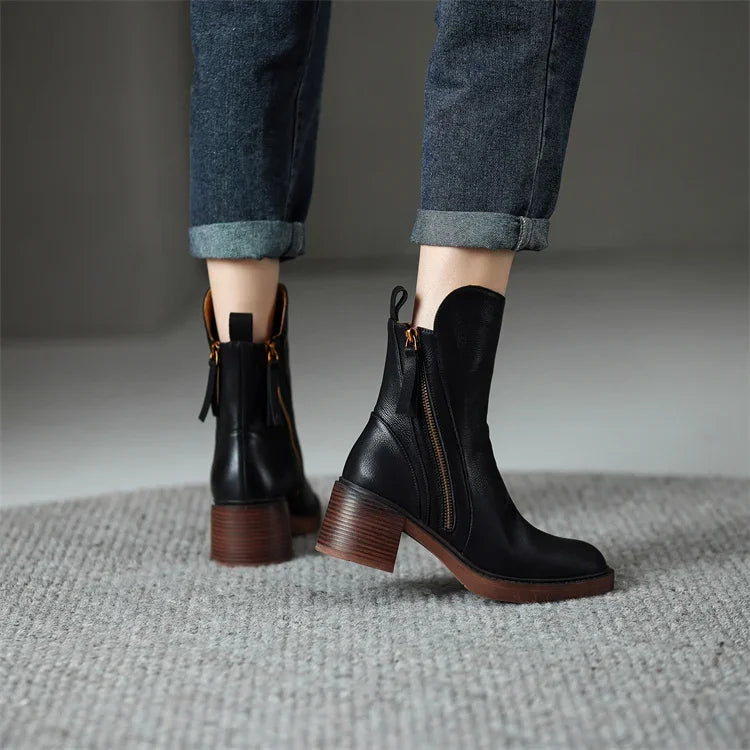 Women's Block Heel Zipper Chelsea Boots | Winter