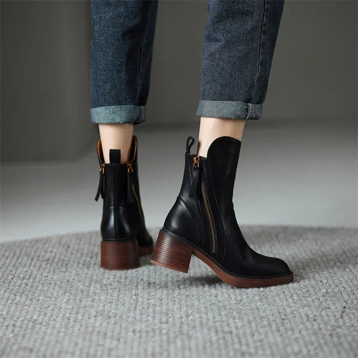 Women's Block Heel Zipper Chelsea Boots | Winter