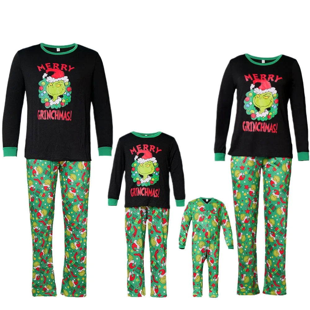 Matching Family Christmas Pyjama Set Top and Trousers | Black