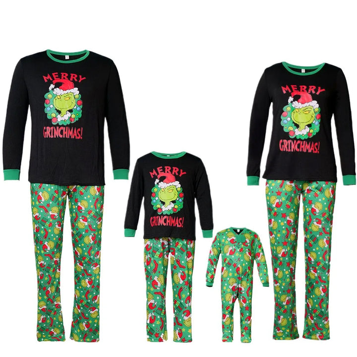 Matching Family Christmas Pyjama Set Top and Trousers | Black