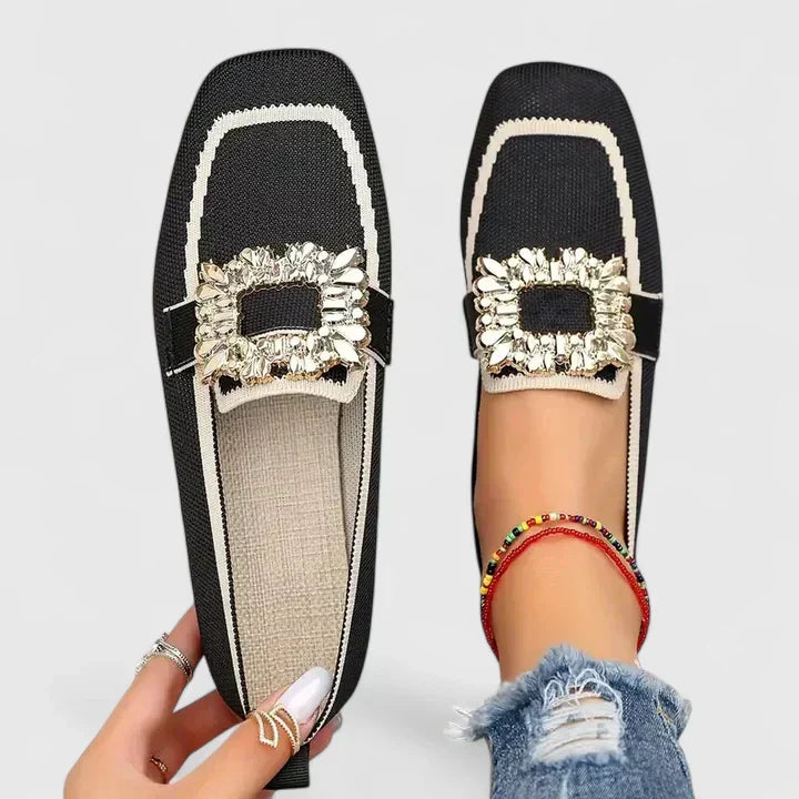 Women's Contrast Detail Square Toe Work Loafers | Slip On