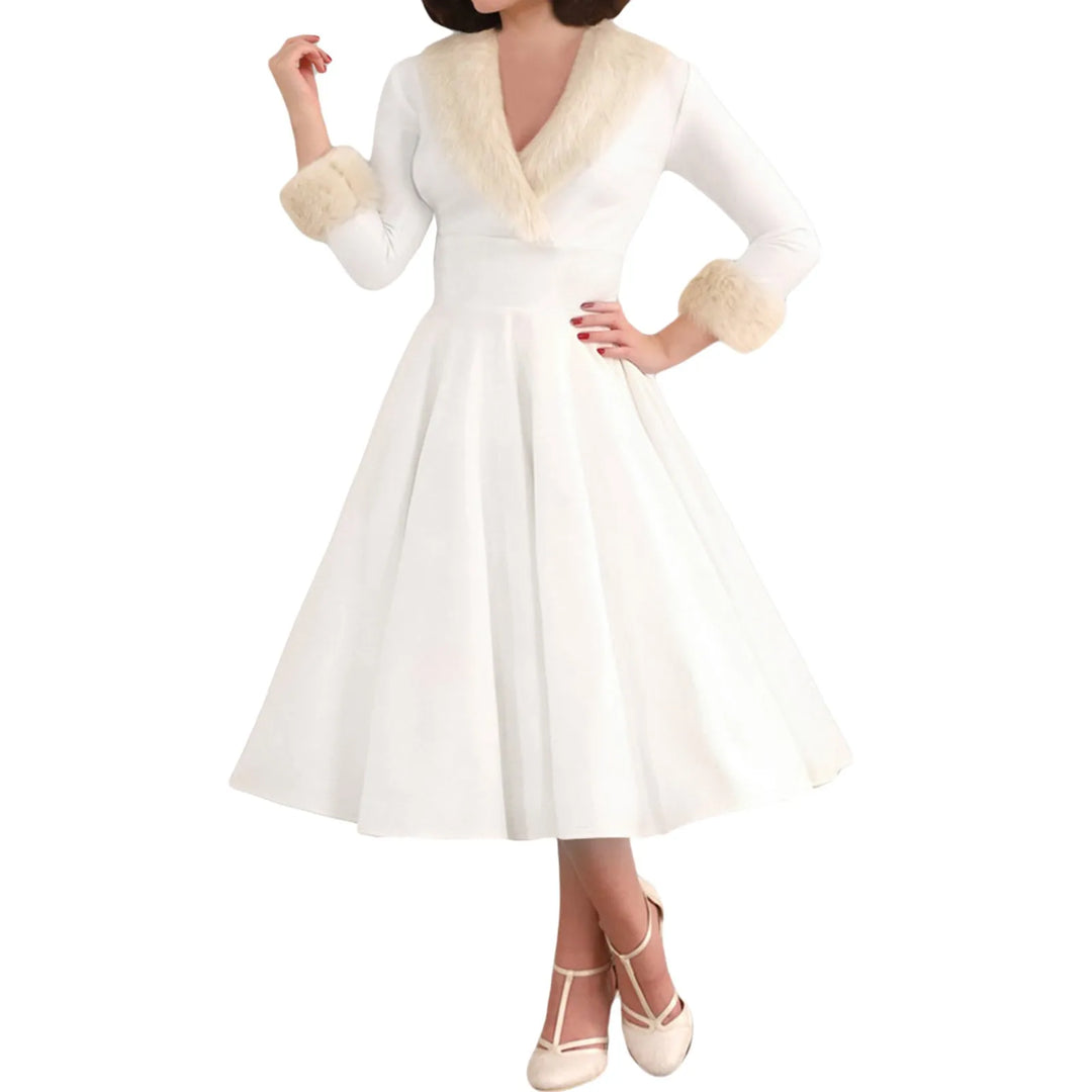 Women’s Long Sleeve V Neck Midi Dress | Christmas