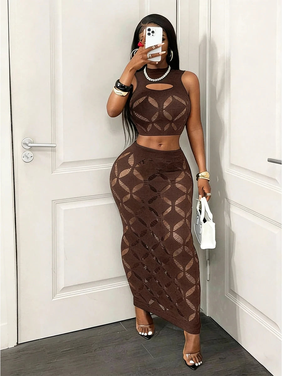 Women’s Crop Top & High-Waist Bodycon Mini Skirt Set | Two Piece