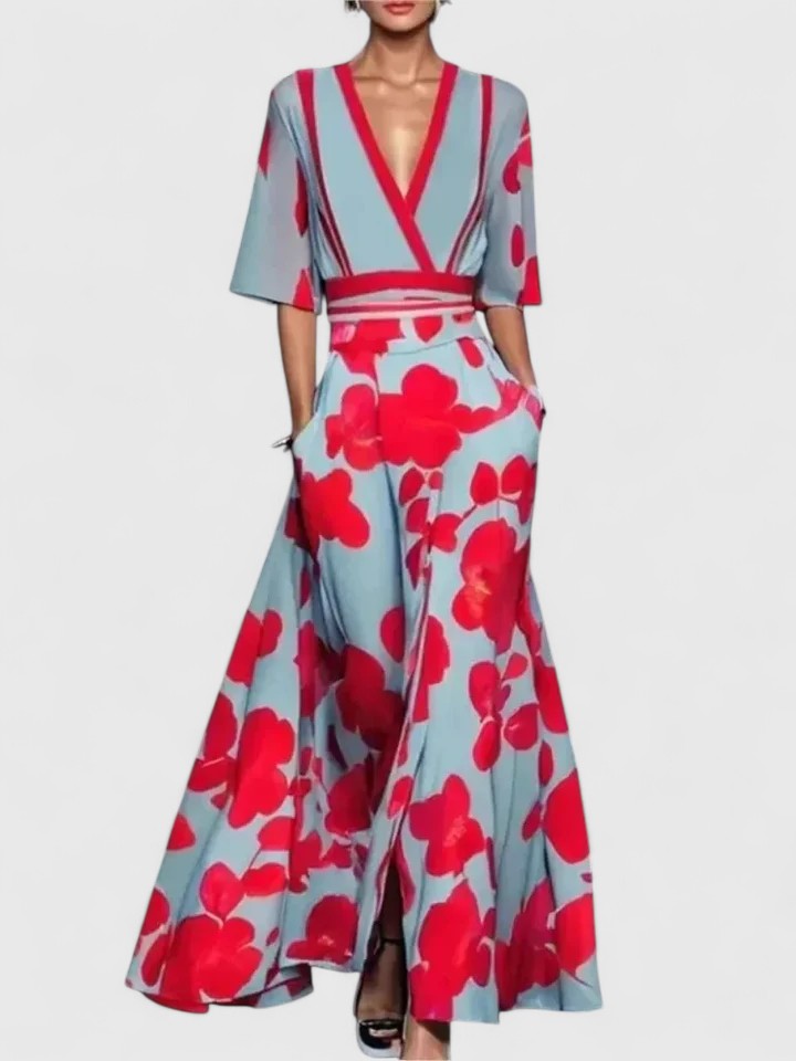 Women's Elegant Wedding Guest V-Neck Dress | Maxi