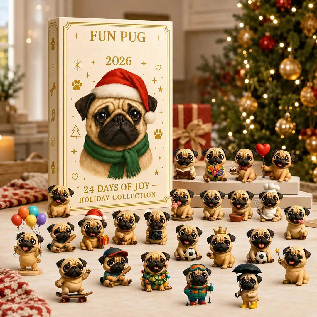 Pug Advent Calendar With Mini Figurines | Christmas