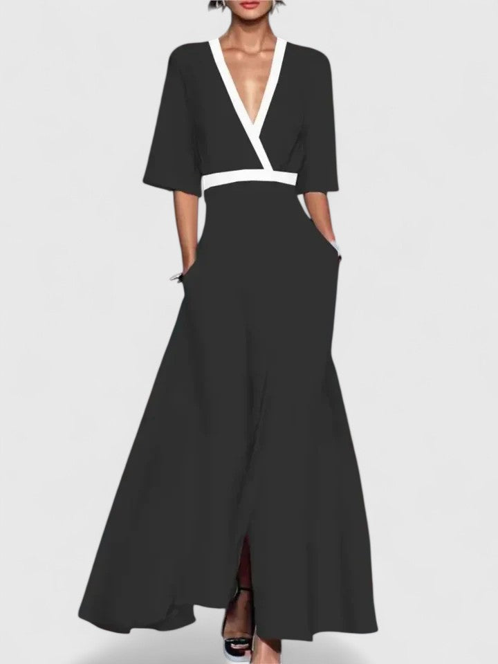 Women's Elegant Wedding Guest V-Neck Dress | Maxi