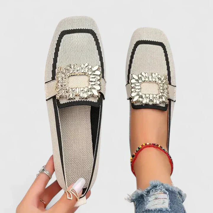 Women's Contrast Detail Square Toe Work Loafers | Slip On