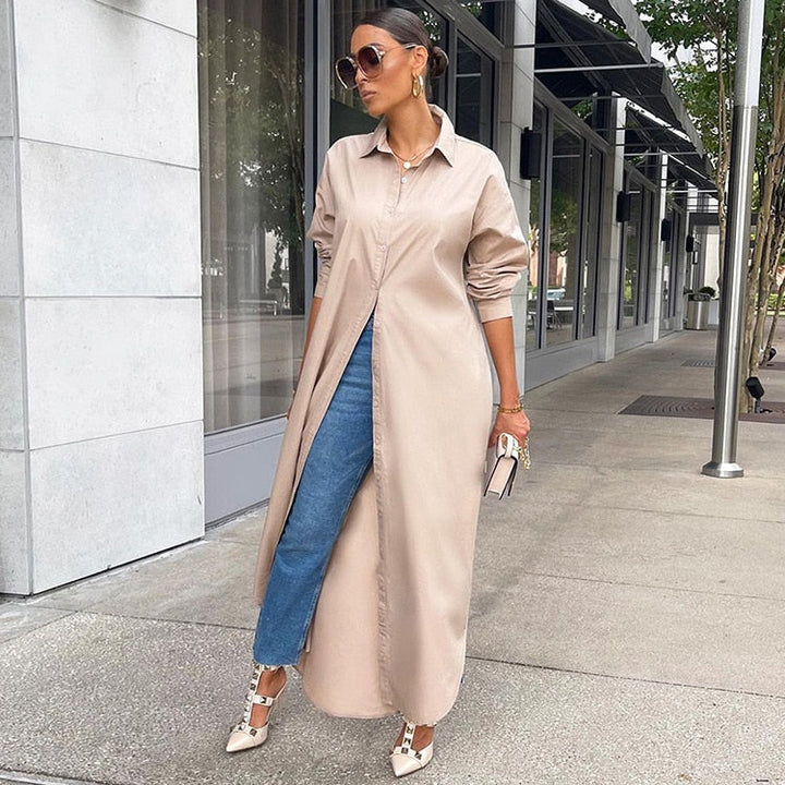 Women’s Button-Front Maxi Shirt Dress | Maxi