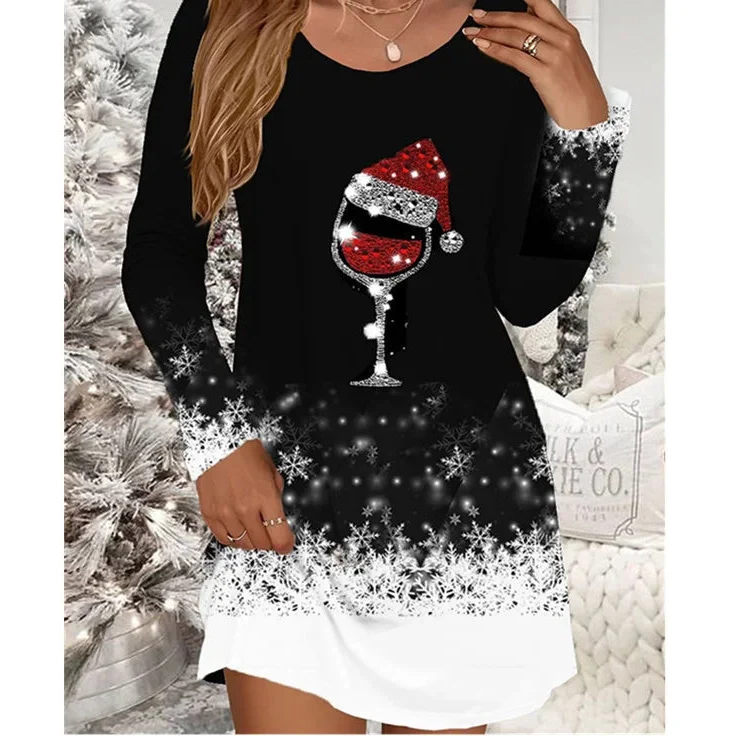 Women's Winter Christmas Mini Dress | Long Sleeve