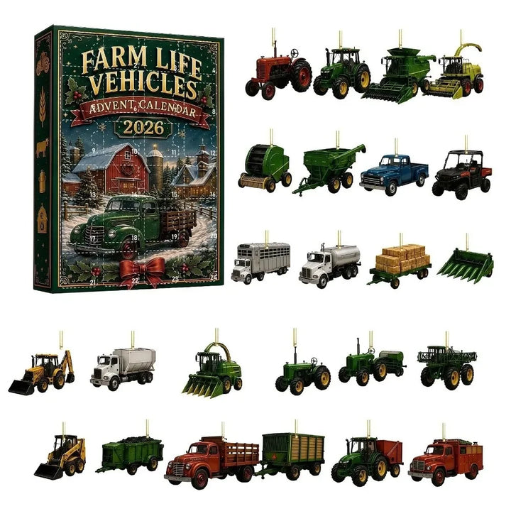 Vehicle Advent Calendar With Hanging Tree Ornaments | Christmas