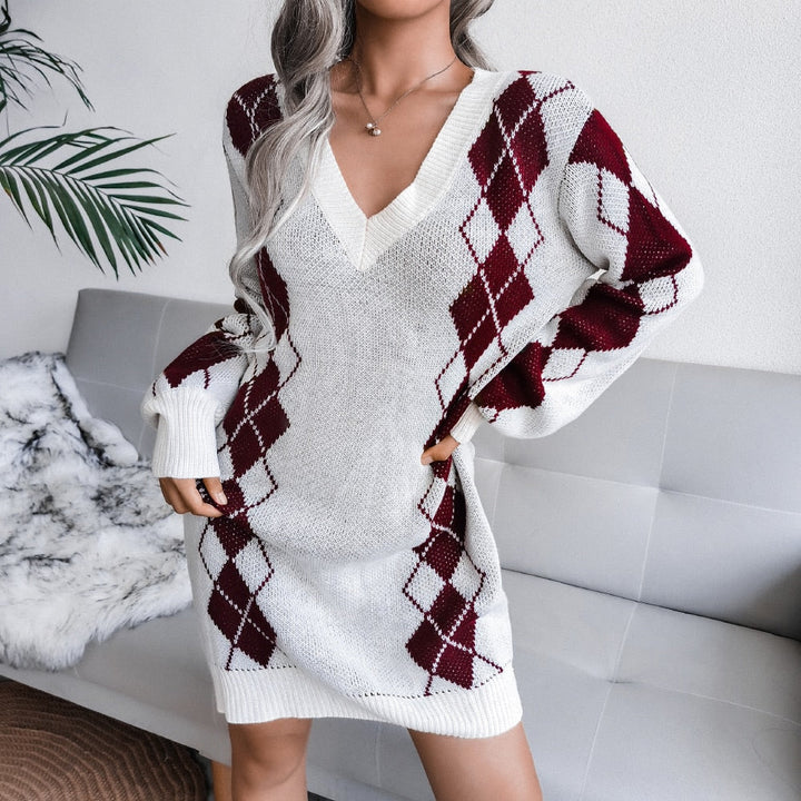 Women’s Printed Knit Jumper Dress | Mini