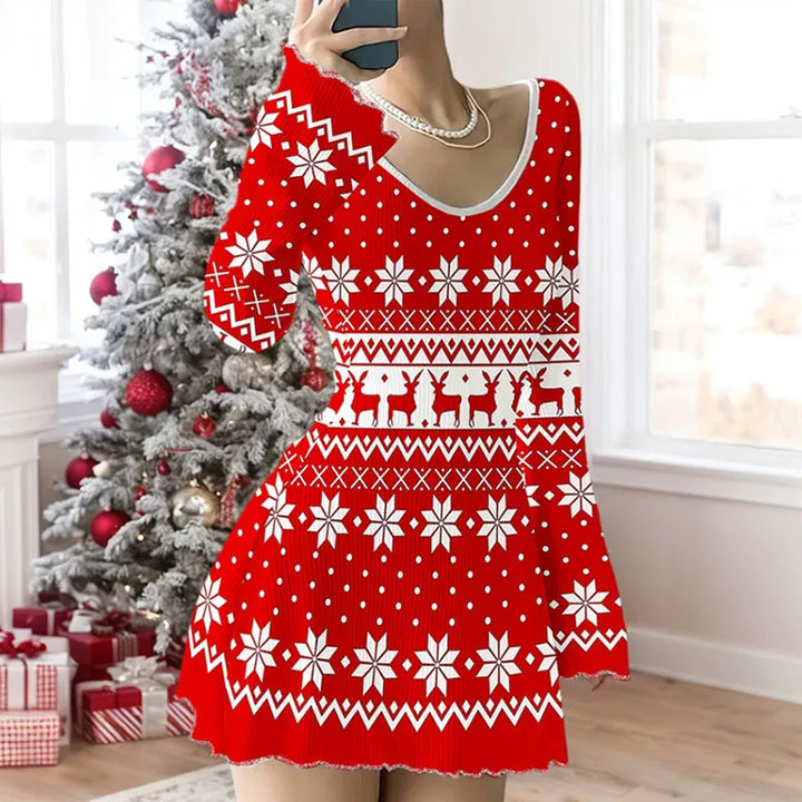 Women's Christmas Party Long Sleeve Dress | Mini