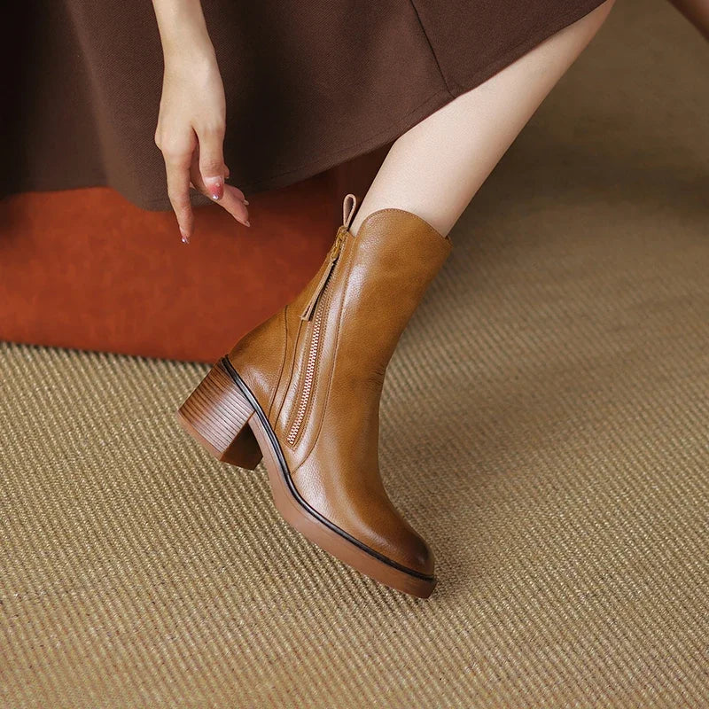 Women's Block Heel Zipper Chelsea Boots | Winter