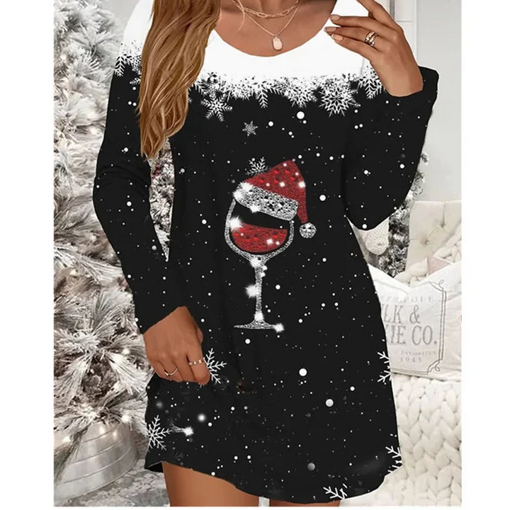 Women's Winter Christmas Mini Dress | Long Sleeve