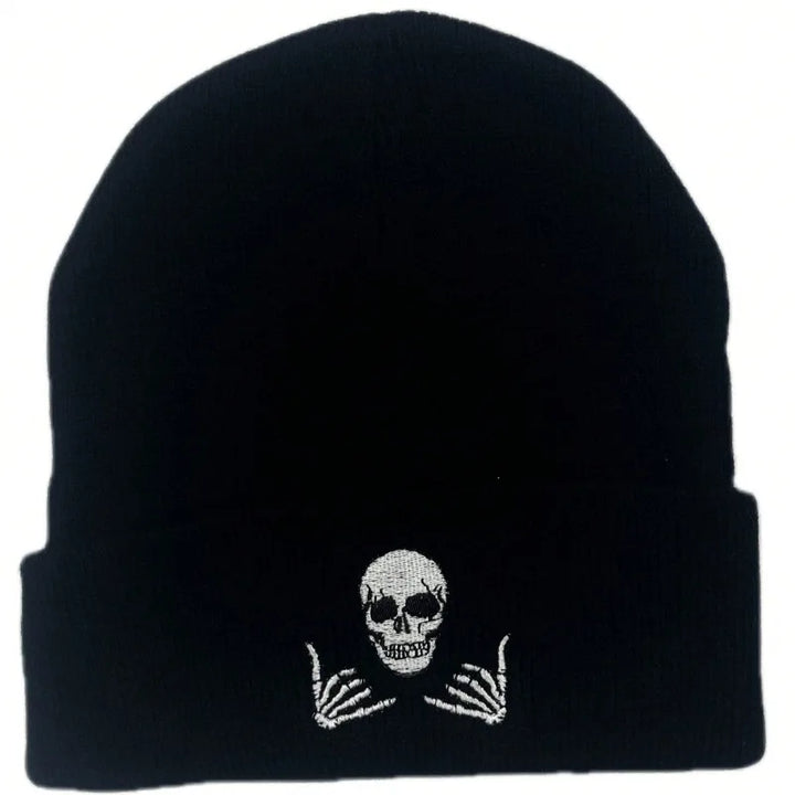 Unisex Ribbed Winter Knitted Beanie Hat | Embroidered