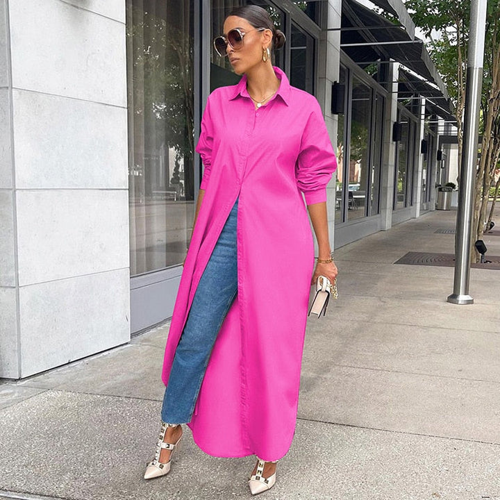 Women’s Button-Front Maxi Shirt Dress | Maxi