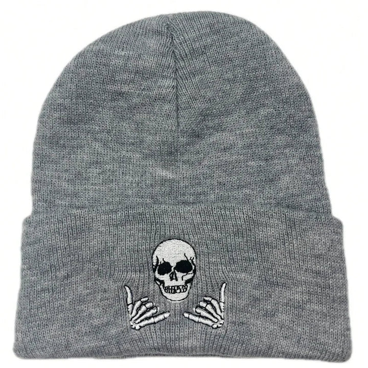 Unisex Ribbed Winter Knitted Beanie Hat | Embroidered