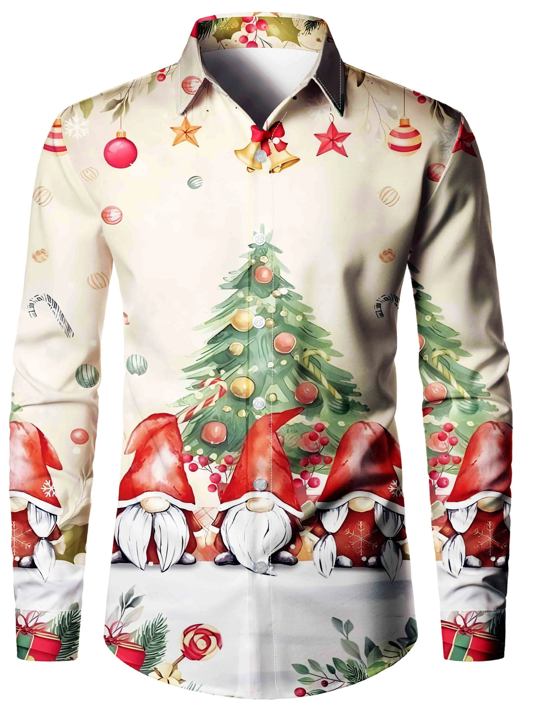 Men's Christmas Long Sleeve Tuxedo Print Shirt | Novelty