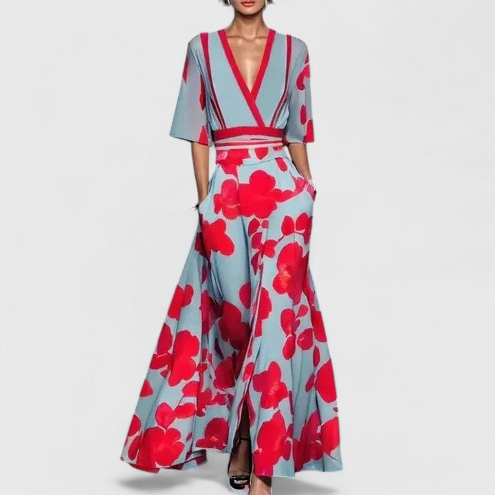 Women's Elegant Wedding Guest V-Neck Dress | Maxi