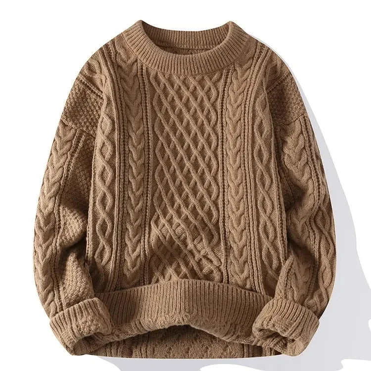 Men's Ribbed Crew Neck Long Sleeve Knit Jumper | Winter