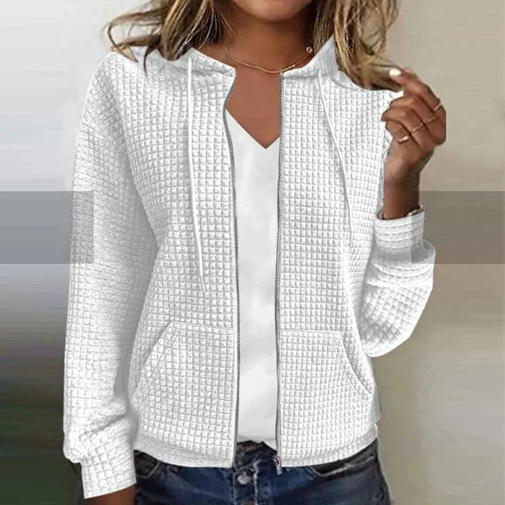 Women's Waffle-Knit Zip-Up Jacket | Hooded