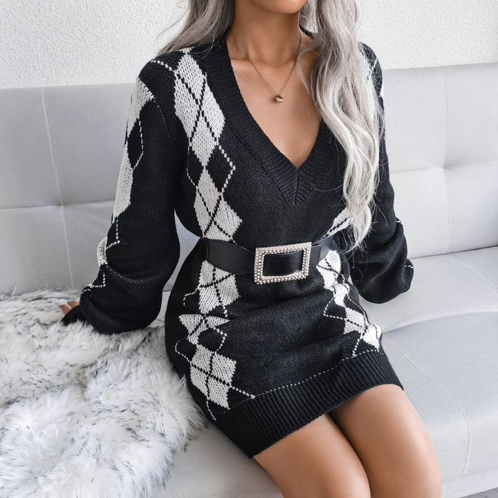 Women’s Printed Knit Jumper Dress | Mini