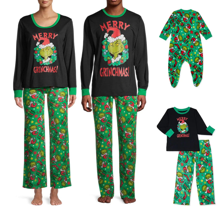 Matching Family Christmas Pyjama Set Top and Trousers | Black