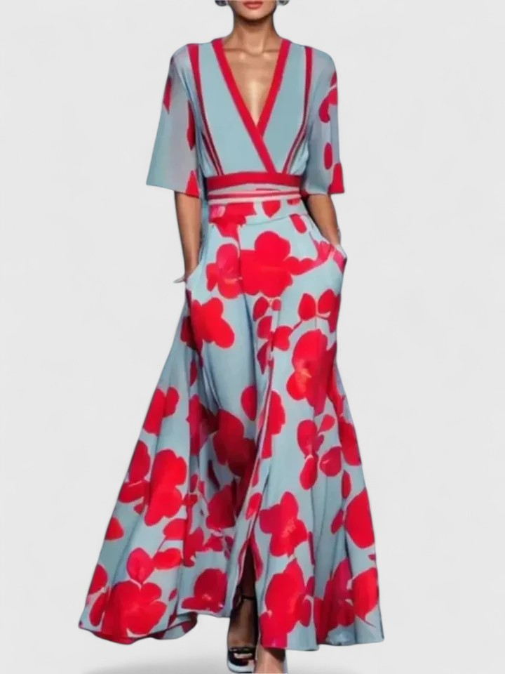 Women's Elegant Wedding Guest V-Neck Dress | Maxi