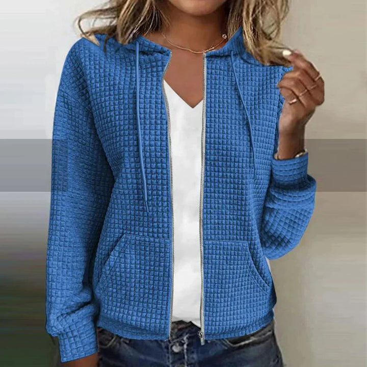 Women's Waffle-Knit Zip-Up Jacket | Hooded