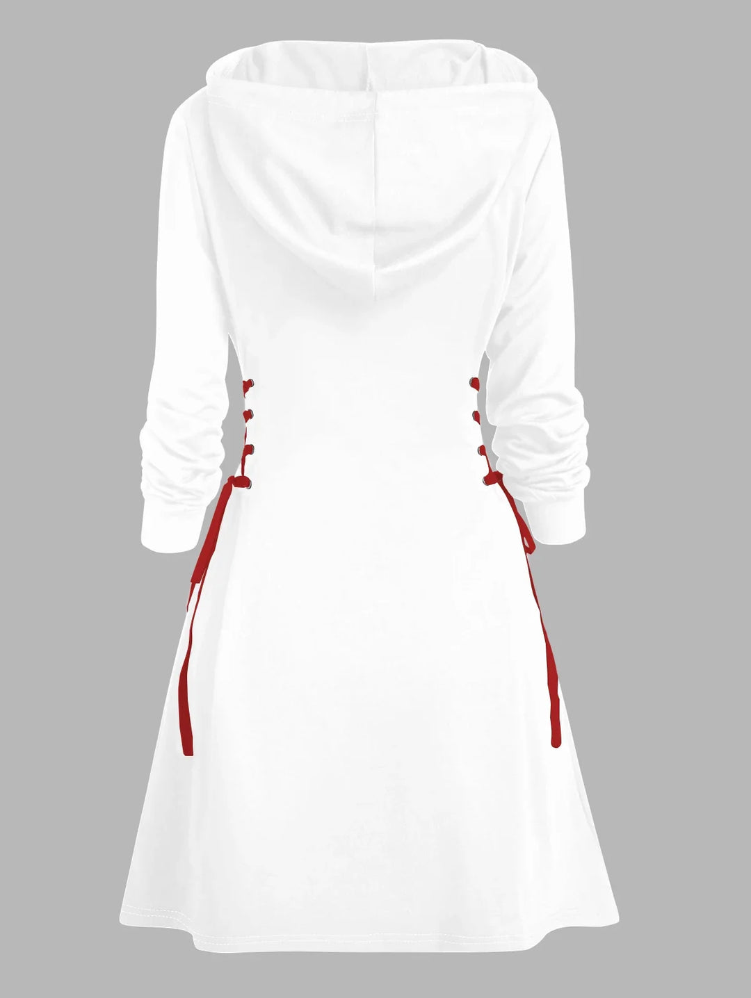 Women's Long Sleeve Winter Christmas White Dress | Hooded
