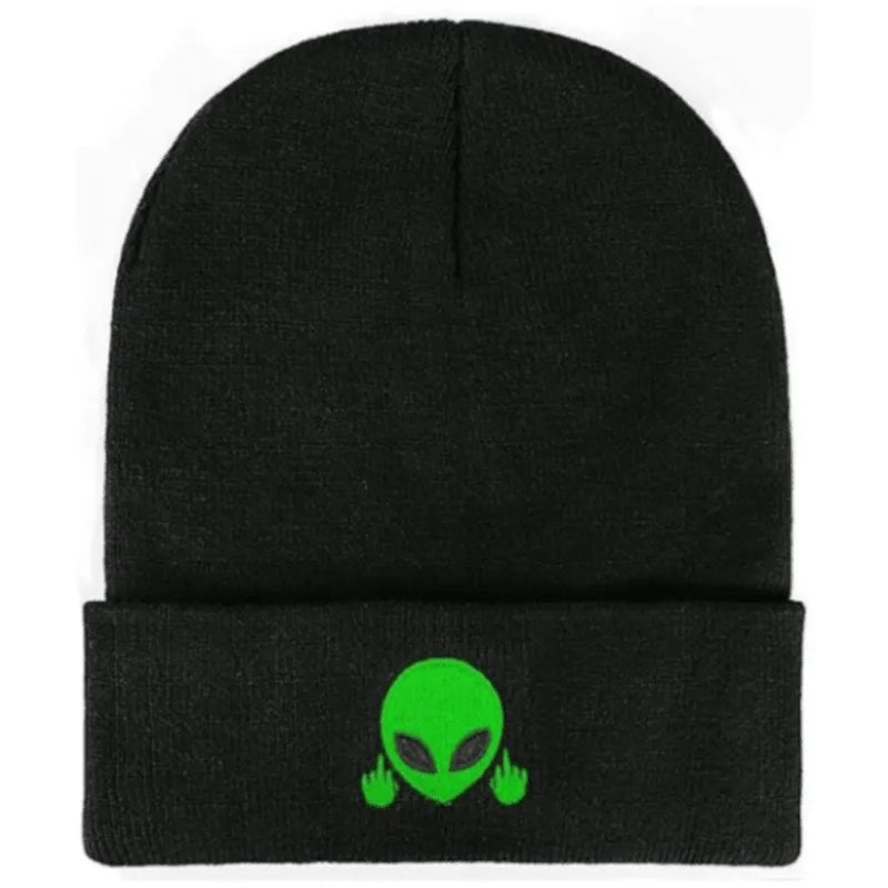 Unisex Ribbed Winter Knitted Beanie Hat | Embroidered