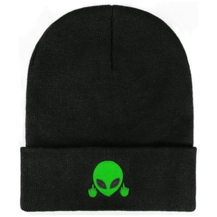 Unisex Ribbed Winter Knitted Beanie Hat | Embroidered