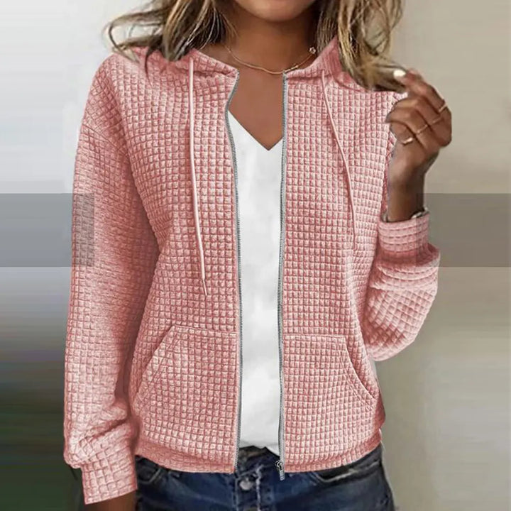 Women's Waffle-Knit Zip-Up Jacket | Hooded