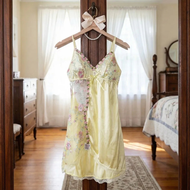 Women’s Lace Nightdress with Embroidered Mesh | Chemise