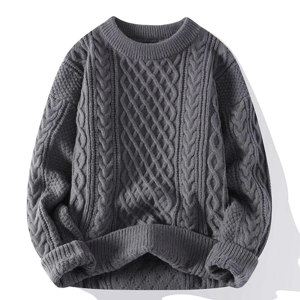 Men's Ribbed Crew Neck Long Sleeve Knit Jumper | Winter