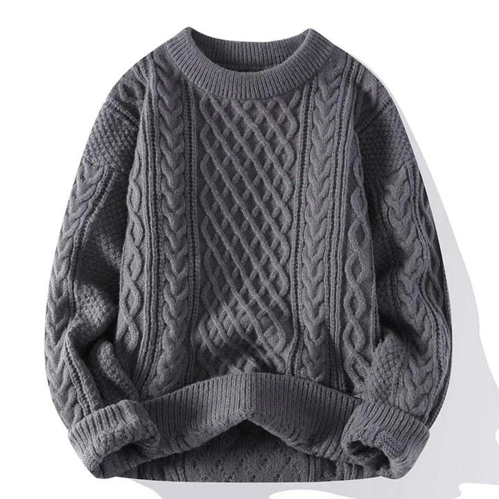 Men's Ribbed Crew Neck Long Sleeve Knit Jumper | Winter