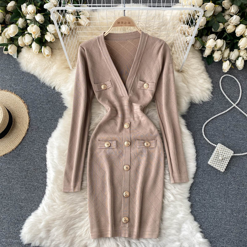Women’s Button-Front Knitted Dress | Midi