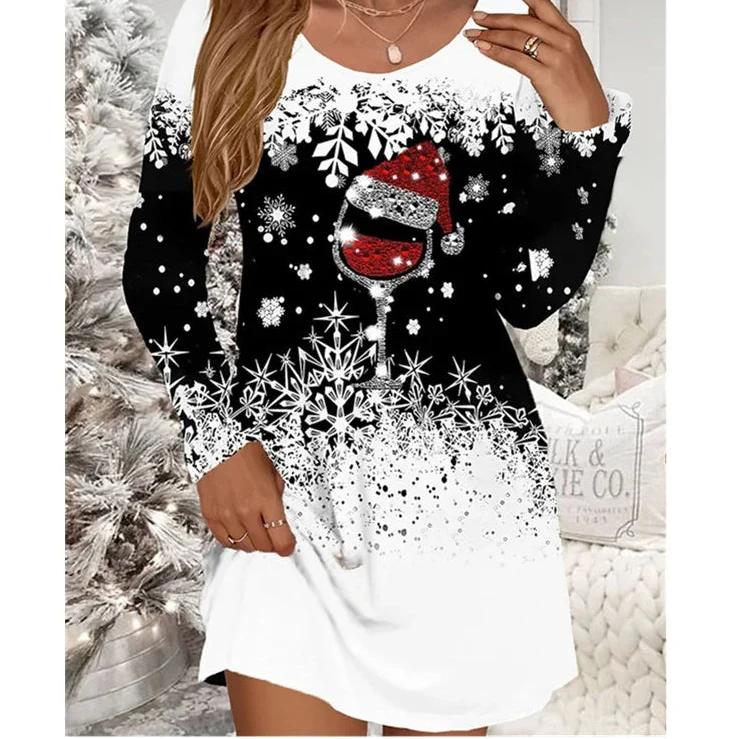 Women's Winter Christmas Mini Dress | Long Sleeve