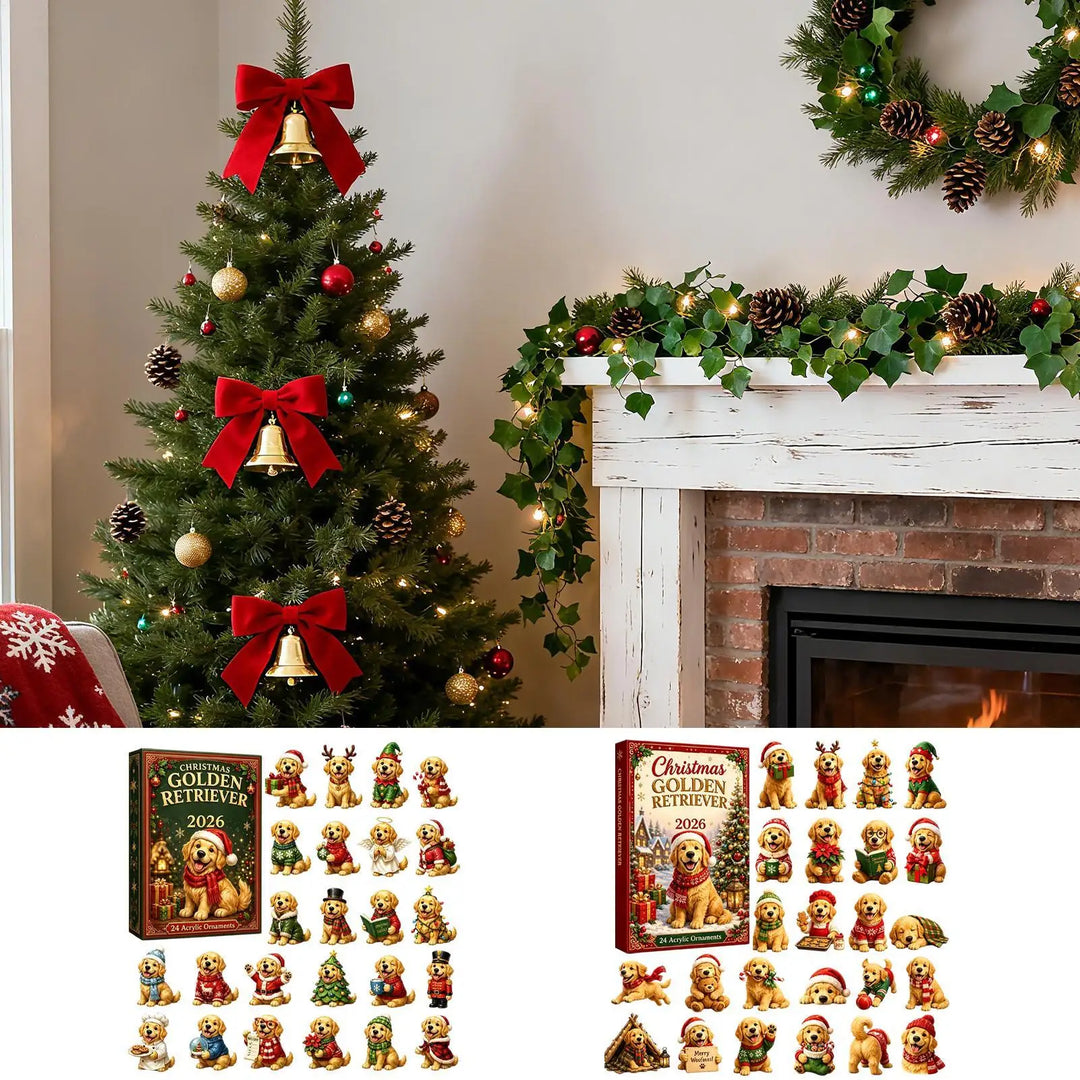 Golden Retriever Advent Calendar With Tree Ornaments | Christmas